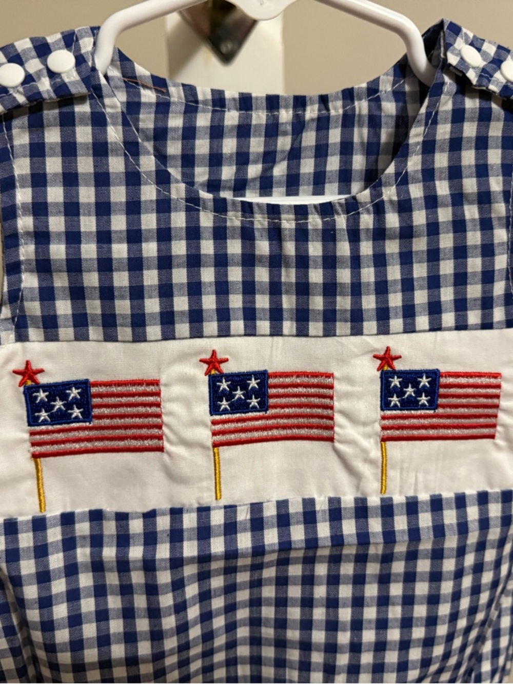 New Gingham American Flag Romper - Picture 5 of 7